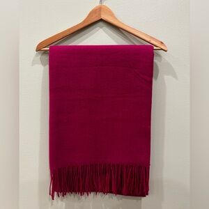 Fuscia Wool-Blend Fringe Scarf